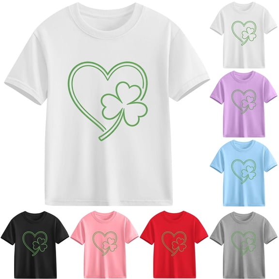 Agkizg Girls Graphic Tees,Kids Green Printed T-Shirt,Girls Short Sleeve Cotton Casual Tee