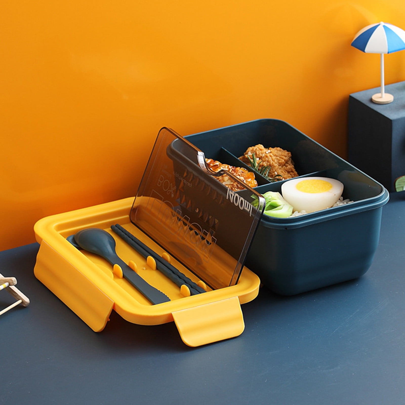 XMMSWDLA Preppy Lunch Box Orange Lunch Boxdouble Layer Plastic