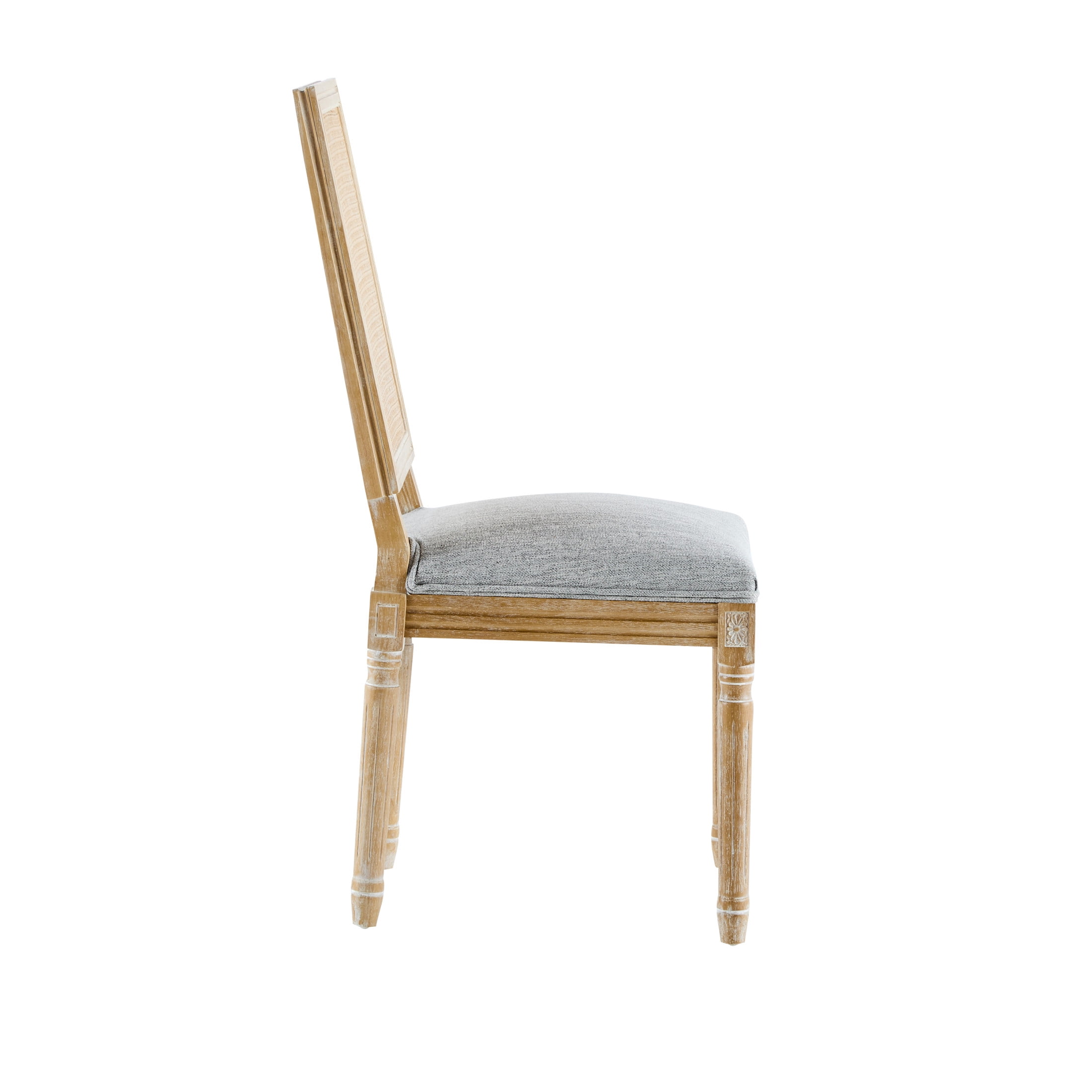 Christopher Knight Home Vintage Upholstered Dining Chairs, Cane Backrest, Solid Wood Frame, Greyish Green, Set of 4