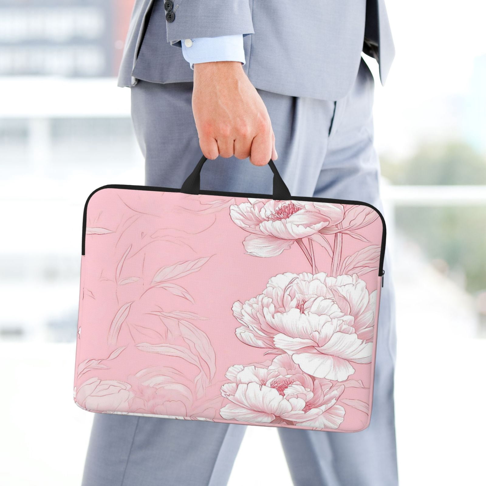 Laptop Sleeve Bag For Women Men 14inch Waterproof Durable Protective Computer Carrying Cover Handle Laptop Case Bag Flowers (21)