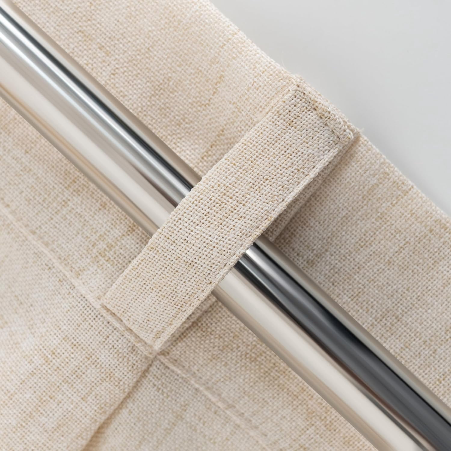 DriftAway Pinch Pleat Linen Textured Semi Sheer Solid Curtains Back Tabs Beige, 30"W x 84 "L