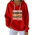 thumbnail image 2 of Yteetum Christmas Hoodies for Women Oversized Crewneck Christmas Print Long Sleeve Knit Pullover Drawstring Hooded Sweatshirts Top Womens Casual Loose Xmas Holiday Print Round Neck Hoodies Fall, 2 of 4