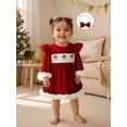 thumbnail image 6 of Miaouyo Toddler Baby Girl Christmas Velvet Dress 6 12 18 24 Months 2T 3T 4T Santa Claus Embroidery Round Neck Long Sleeves A Line Dress Bow Headband, 6 of 9