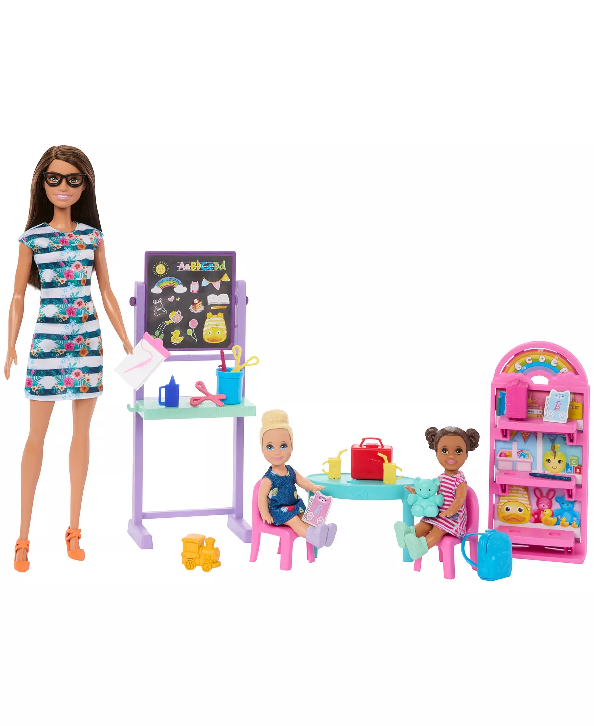 Barbie Preschool Classroom Playset with 1 Fashion Doll, 2 Small Dolls 20+ Accessories