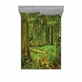 thumbnail image 1 of Tree Bedding Set with Sheet & Covers, Idyllic Lush Rainforest in Canadian Island Ferns Moss on Plant Nature Ecology Photo, Printed Bedroom Decor 2 Shams, 4 Sizes, Green, by Ambesonne, 1 of 3