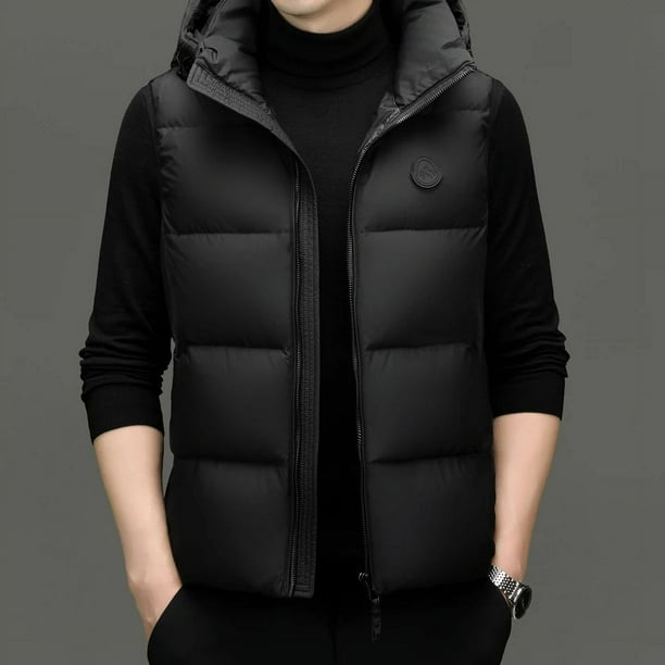 Chaqueta de plumon ligera con capucha para hombre chaqueta sin mangas con relleno de plumon de pato para hombre chalecos de marca de invierno para hombre chaquetas para hombre Bodega Aurrera