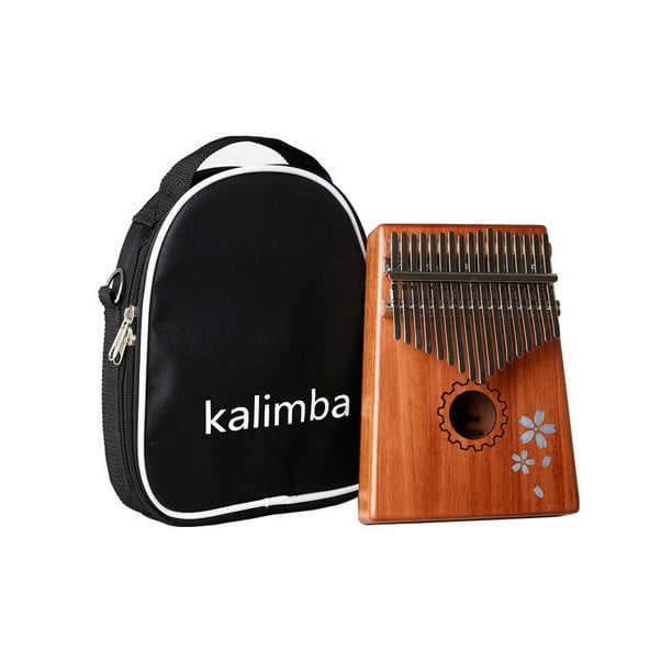 17 Clé Kalimba Mbira Calimba Acajou Africain Pouce Piano Bois Instrument de Musique Fleur de Cerisier Incrustation version Anglaise