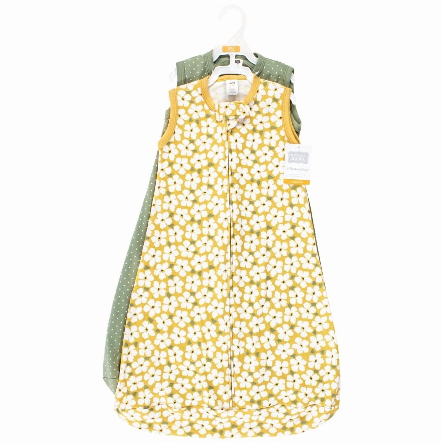 Hudson Baby Infant Girl Cotton Long-Sleeve Wearable Sleeping Bag, Sack, Blanket, Sage Floral Sleeveless, 18-24 Months