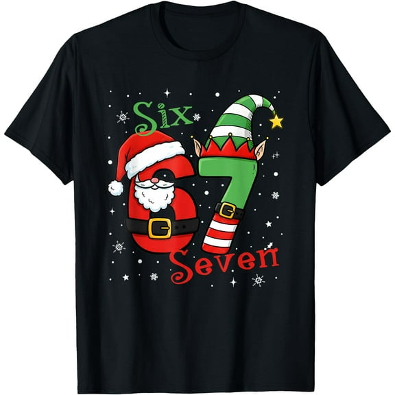 Six Seven 67 Meme 6 7 Elf Christmas T-Shirt tee