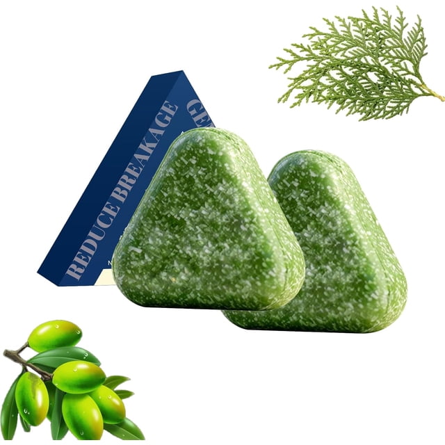 Jabón capilar de hoja de ciprés Shampoo Bar para el crecimiento y fortalecimiento del cabello. Champú sólido para mujeres y hombres. Reduce la rotura, limpia y nutre el cabello seco y dañ.