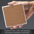 thumbnail image 6 of CounterArt Leaves In Teal 4 Pack Natural Marble Cork Backed Stone Coasters, 6 of 7