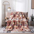 thumbnail image 7 of Bohemian Southwestern Mink Fleece Throw Blanket - Lightweight Cozy Farmhouse Aztec Havana Geometric Abstract Soft Warm Fall Decor - Yellow & Red - 50" x 60", 7 of 7