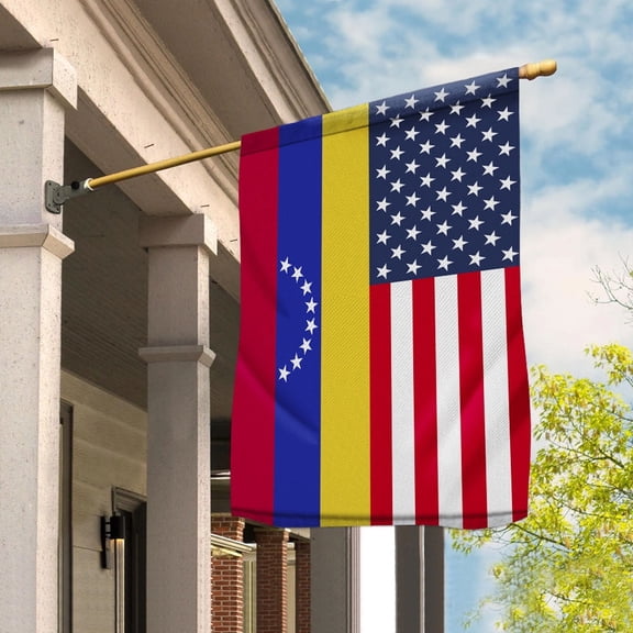 American Venezuela Flag Venezuelan Friendship U.S.A Memorial Day Patriotic For House Flag, Double-Sided Decorative Outdoor Flag, Polyester Yard Flag 29.5 x 39.5 in