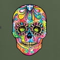 thumbnail image 5 of Wild Bobby Dean Russo Colorful Sugar Skull Streetwear Men Premium Tri Blend Tee, Military Green, X-Large, 5 of 5