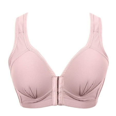 

ELENXS Elenxs Wireless Bra Breathable Front Buckle Wide Strap Thin Underwear for Women
