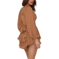 thumbnail image 3 of LYANER Women's Jumpsuit Lantern Long Sleeve Ruffle Layer Tie Mini Short Romper, 3 of 6