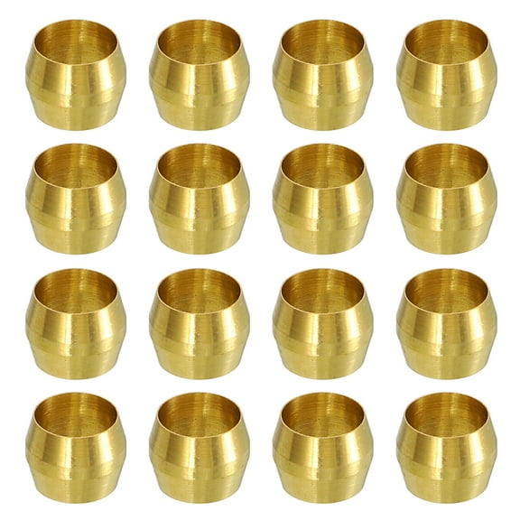 60Pcs Fit for 6mm(1/4") Tube OD Brass Compression Sleeve Ferrules Brass Compression Tube Fitting for Water Oil Air Pipe