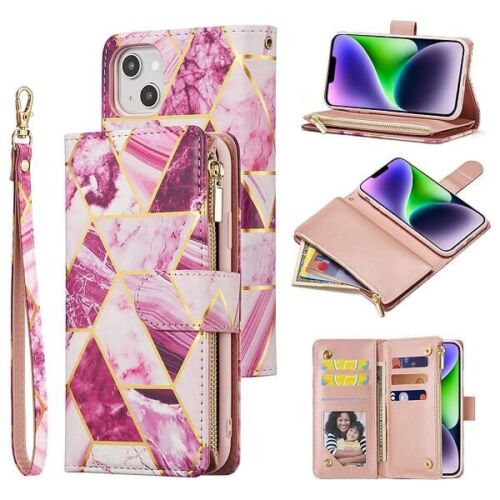 SuperShield Compatible with iPhone 14 Wallet Case,Marble Design PU Leather Flip Case with 3 Card Slots Kickstand for Girl Women Shockproof Protective Cover for iPhone 14 6.1 inch