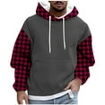 thumbnail image 2 of Mens Plus Size Hoodies Big & Tall M-4X Fleece Lined Long Sleeve Sweatshirts with Pocket Pullover Plaid Printed Warm Going-Out Streetwear Hoodie Tops, 2 of 5