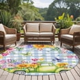 thumbnail image 4 of Spring Floral Truck Round Area Rug 6Ft Washable Circle Rugs for Bathroom Office, Watercolor Flowers Butterflies Blue Plaid Non-Slip Carpet Floor Mats Indoor Outdoor Carpet Runner Aesthetic Home Decor, 4 of 8
