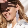 thumbnail image 5 of FOCALOOK Rhinestone Drop Earrings Sparkly Tassel Iridescent Earrings Elegant Prom Bridal Earrings for Women Bikini Competition Jewelry, 5 of 10