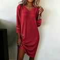 thumbnail image 4 of Gamivast Sweater Dresses for Women V-Neck Long Sleeve Knee Length Dress Loose Fit Casual Style Soft Knitted Sun Dress Fall Winter Daily Wear Outfits, 4 of 8