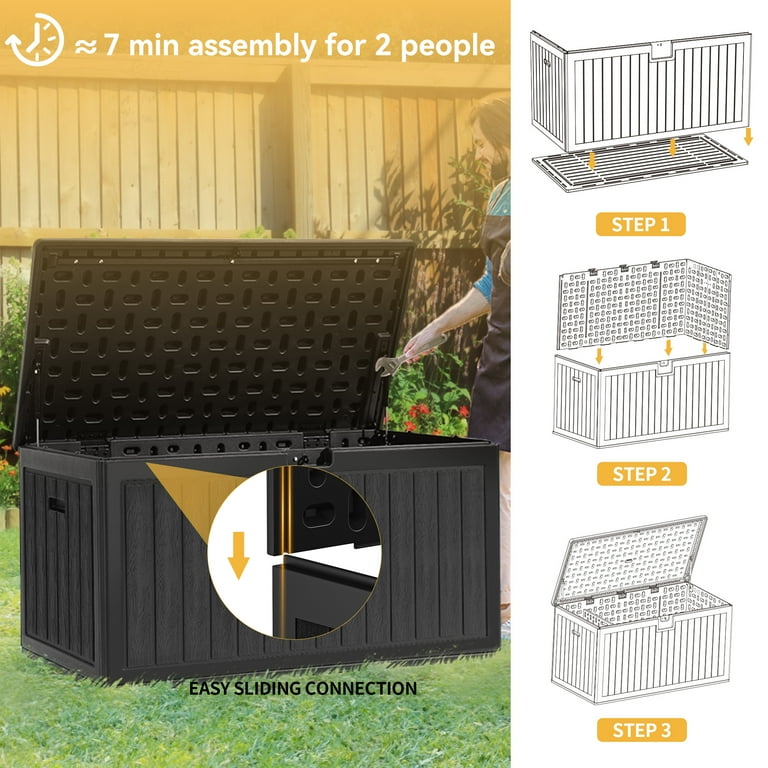 Dextrus 90 Gallon Outdoor Deck Box, Double-Wall Resin Storage