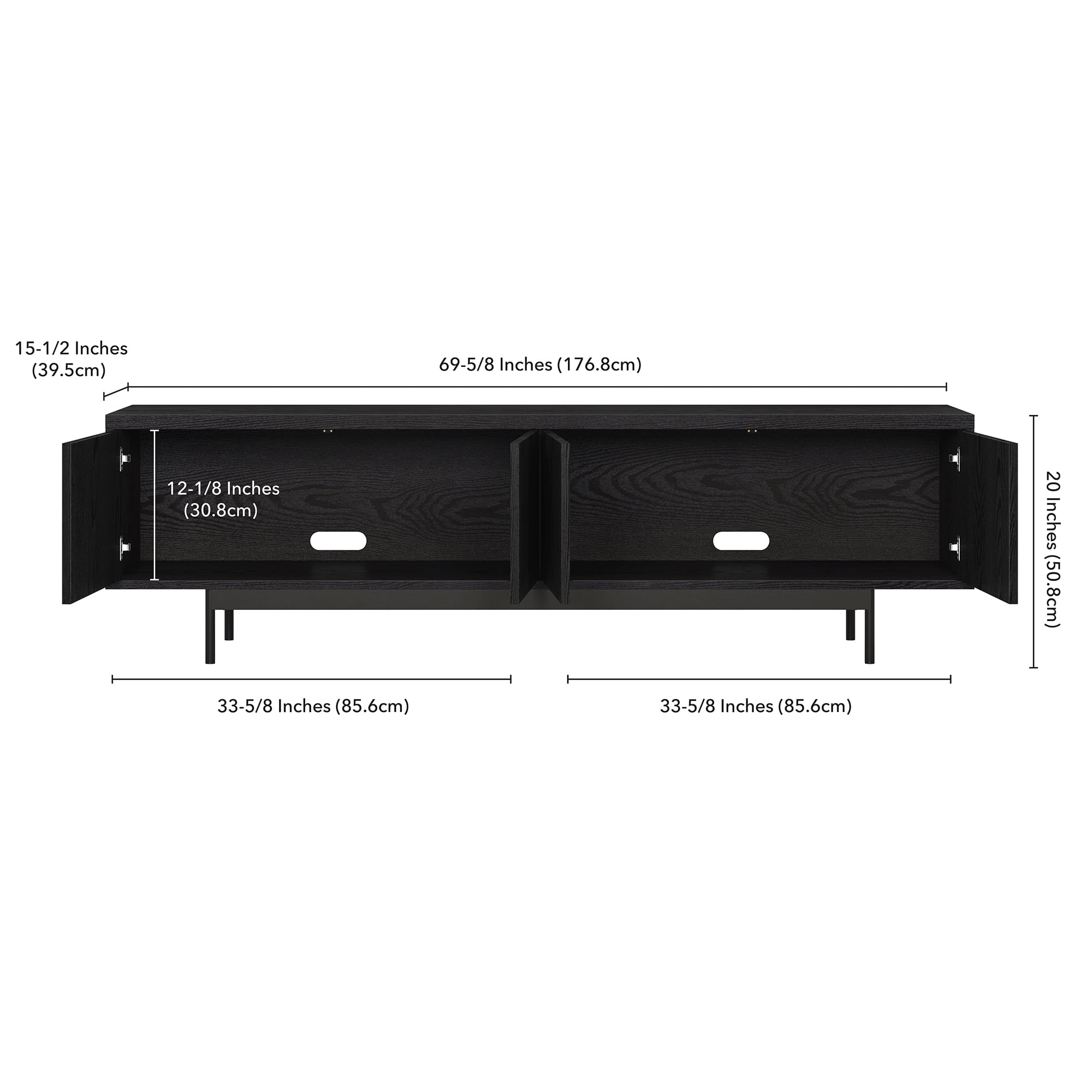 Evelyn&Zoe Abington Rectangular TV Stand for TV's up to 75", Black Grain
