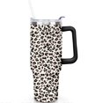 thumbnail image 2 of 40oz Fashion Leopard Pattern Stainless Steel Flip Straw Tumbler Spill Proof Travel Cup Double Wall Vacuum Insulated Coffee Mug with Top Handle, 2 of 6