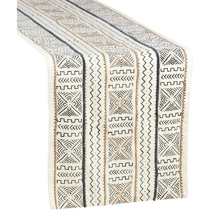

Fennco Styles Modern Mud Cloth Design 100% Cotton Table Runner 16 x 90 Inch White Multi