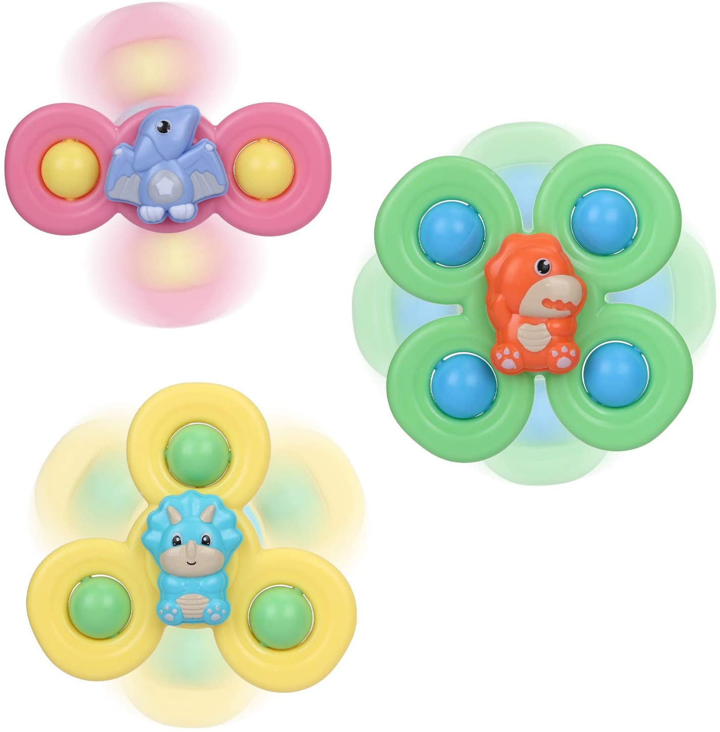 3PC Suction Cup Spinner Toy, Cartoon Suction Cup Spinning Toy for