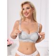 thumbnail image 5 of INSPIRE CHIC Lace Nursing Bra for Women Front Open Maternity Wireless Fixed Padded Full Coverage Breastfeeding Lingerie 2XL Gray, 5 of 5