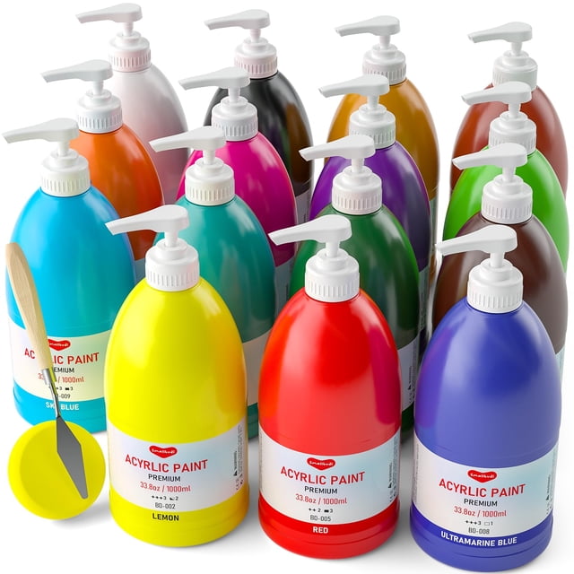 Set de pintura acrílica Smallbudi, 15 colores, 1000 ml, para pintura artística