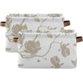 thumbnail image 2 of GZHJMY Vintage Stylized White Color Print Foldable Storage Bin Bedroom/Office Rectangular Canvas Basket 14.2"x10.2", 1 PCS Cube Organizer Boxes with Handles for Books/Clothes/Toys, 2 of 7