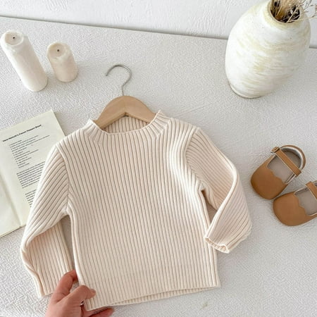 

amasding Toddler Baby Girl Boys Sweater Round Neck Long Sleeve Candy Color Knitted Pullover Tops Autumn Winter Sweatshirt