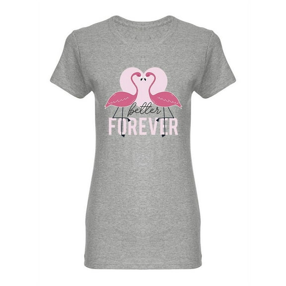 Hand Drawn Flamingo Couple Shaped Tee Women's -Image by Shutterstock