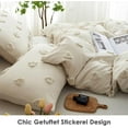 thumbnail image 5 of Nayoroom 3 Pieces Beige Tufted Heart Dot Duvet Cover Boho Ultra Soft Jacquard Embroidery Shabby Chic Washed Microfiber Bedding Set,King Size, 5 of 5