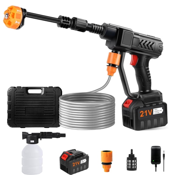 Cordless Pressure Washer, Battery Power Washer, 500PSI High Pressure Cordless Power Washer, Portable Pressure Washer with 6-in-1 Nozzle, Handheld Power Washer for Car,Garden,Home