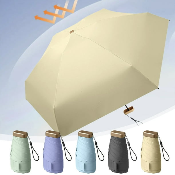 Mini paraguas de viaje | Sombrilla cortavientos plegable y ligera con protección solar | Compacto Portátil para Bolso Bolso | Toldo de 35 pulgadas | Mujeres Hombres Niños | Amarillo, Verde, Morado