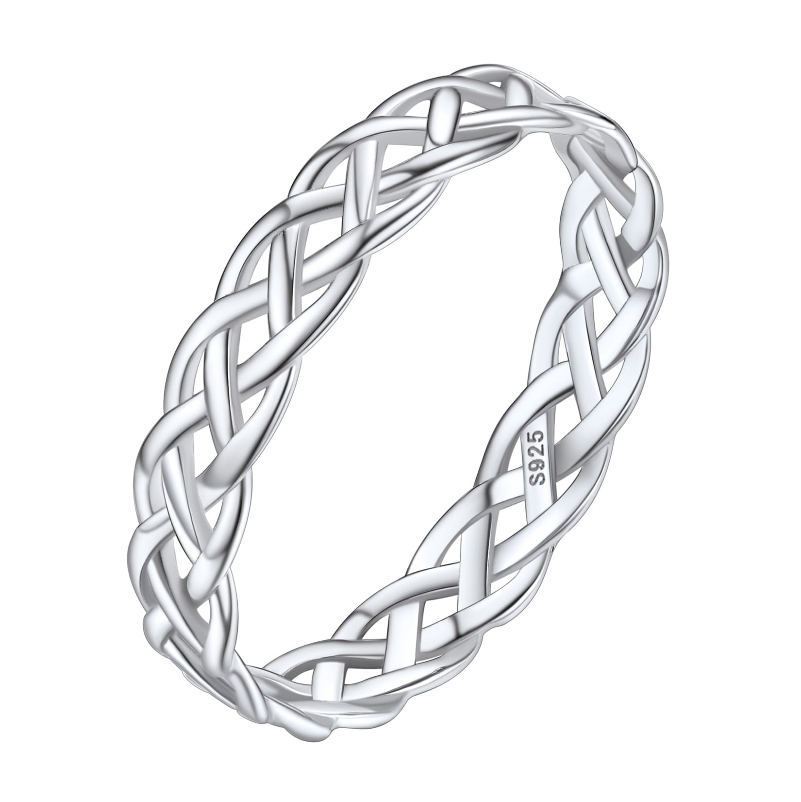Celtic Knot Band Rings for Women 925 Sterling Silver Dainty Wedding Promise Ring Charms for Teen