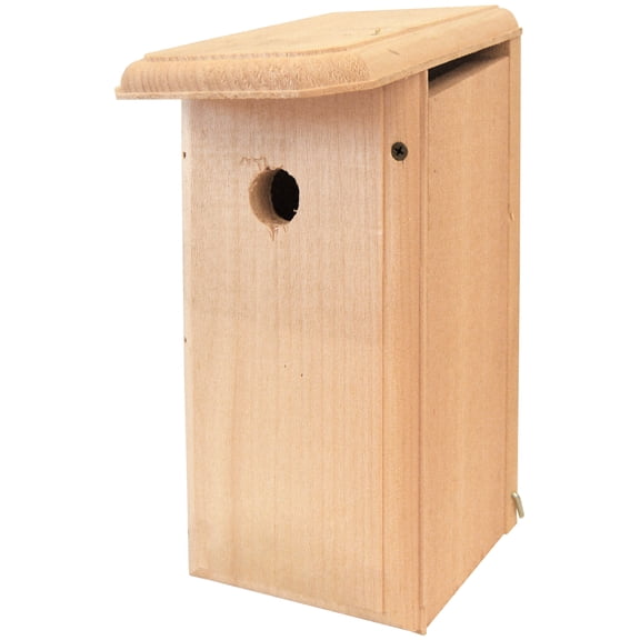 Chickadee Bird House - Handcrafted Nest Box with Wood Chips - 12.5"H x 6.25"W x 8.5"D - Eastern White Pine Construction - Made in USA - Easy Clean-Out & Proper Ventilation - Durable Shelter