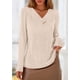 thumbnail image 4 of Camisa PRETTYGARDEN Mujer Manga Larga Cuello en V Beige Acanalada, 4 of 8