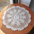thumbnail image 3 of Small Round Lace Table Cloth Vintage Crochet Cotton Floral Tablecloth 50cm Decor, 3 of 8