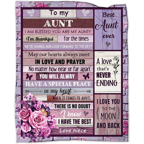 LHSHID Auntie Gifts from Niece 40th 50th 60th Birthday Gifts for Women for Auntie Blanket Gifts Mother's Day Blankets for Aunt 60"x80"