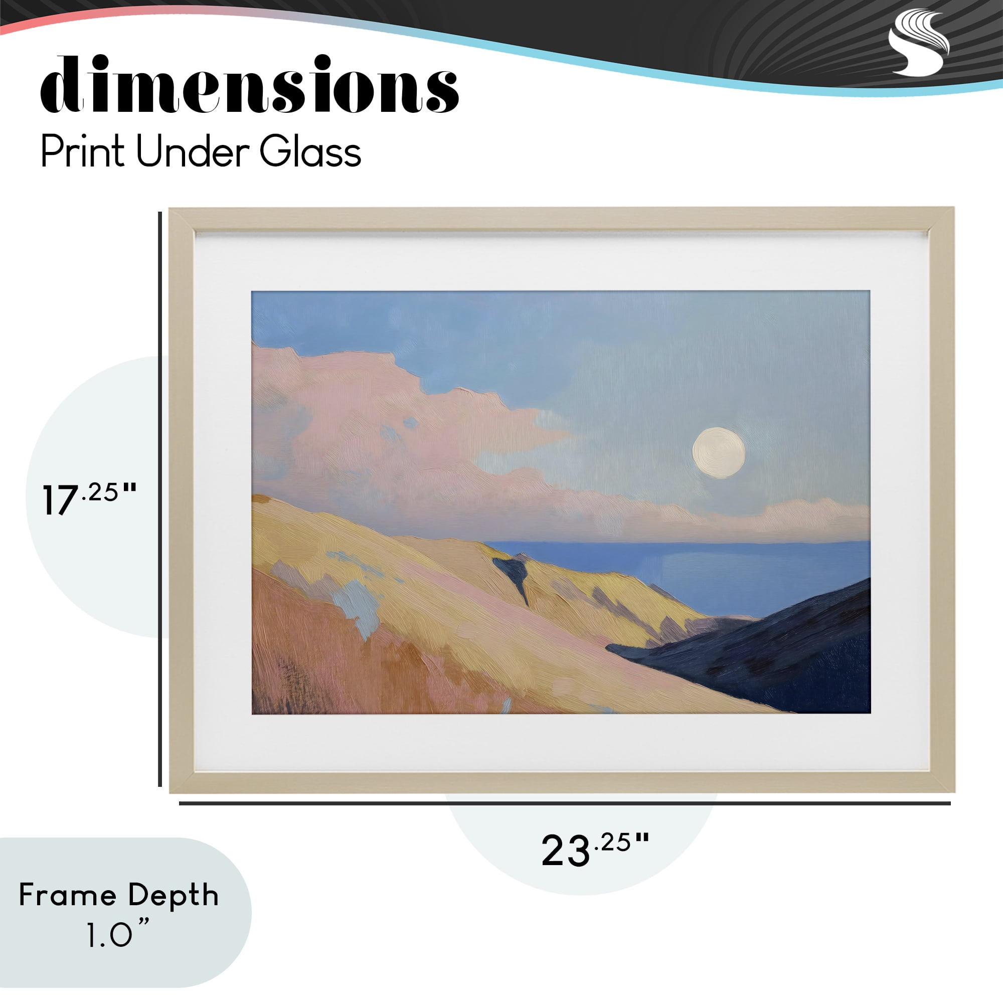 Stupell Industries Pink Hills At The Ocean Birch Framed Print Under Glass, design by Gina Kelly