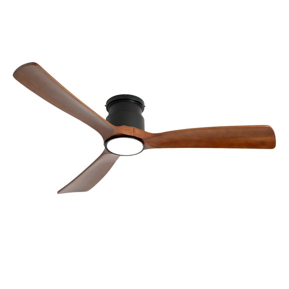 Wozzio 52 Inch Natural Brown Log Recessed Mount Ceiling Fan Light, 22 Watt Tri-Colour Dimmable with Remote Control And Silent Reversible Motor