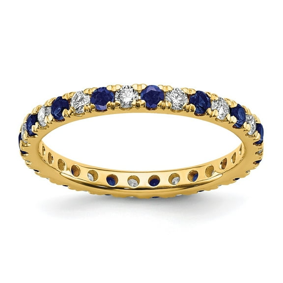 14k 1/2 carat Lab Grown Diamond VS/SI  G  and Lab Created Blue Sapphire Size 6.5 Eternity Band