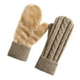 thumbnail image 2 of Sunvit-Panties Khaki Womens Winter Mittens, Cable Knit Acrylic with Fleece Lining, Adult Free Size Durable Cold Weather Gloves for Daily & Outdoor,Size Free Size, 2 of 3