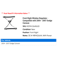 thumbnail image 2 of Front Right Window Regulator - Compatible with 2004 - 2007 Dodge Caravan 2005 2006, 2 of 2