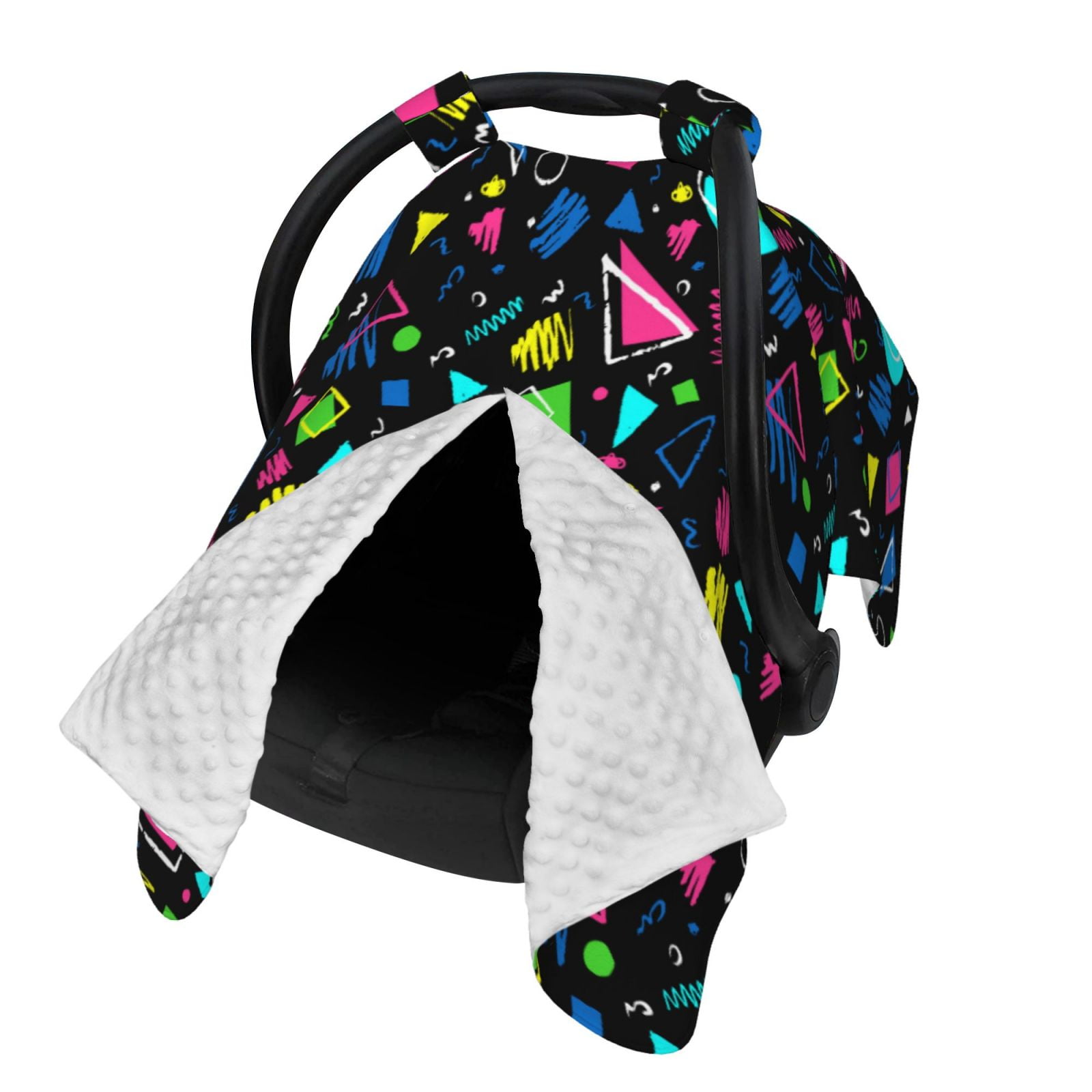Naloa Geometric 1980s Styled Baby Car Seat Cover, Breathable Baby Carrier Cover, Multiuse Baby Carrier Cover & Nursing Breastfeeding Cover